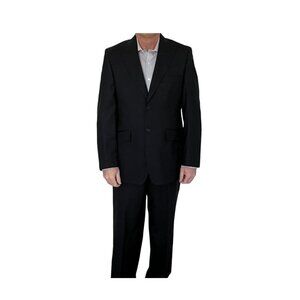 REPORT Co men suit 2 piece wool black classic fit single breast wedding business